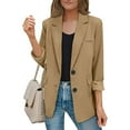 thumbnail image 2 of Blazer Femme Solide Ouvert devant Manches Longues Bureau Col à Revers Boutons Veste Marron m, 2 of 5