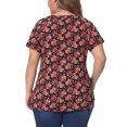 thumbnail image 4 of DARING DIVA Women's Plus Floral  Loose Casual Basic Blouse 4X Red, 4 of 6