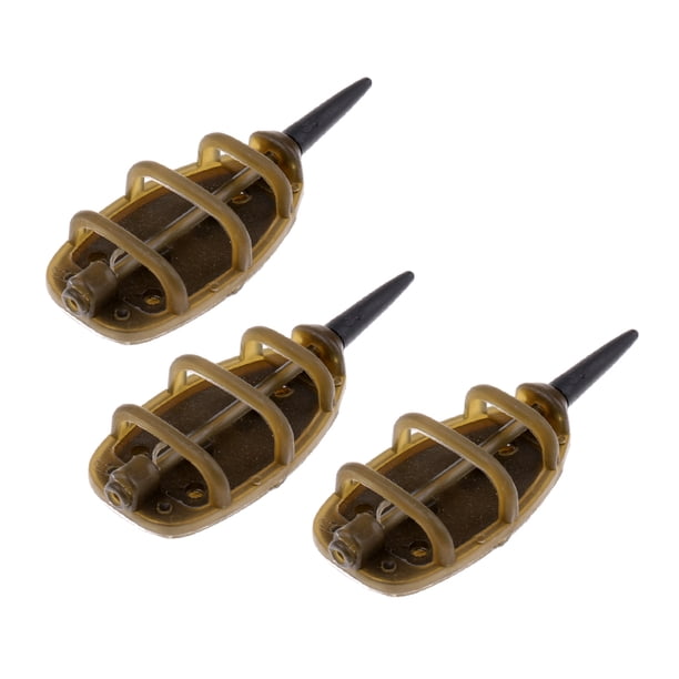 3pcs Alimentador Plano de Jaula de Cebos s Anzuelo Sostenedor de 30g Sunnimix Alimentador de pesca