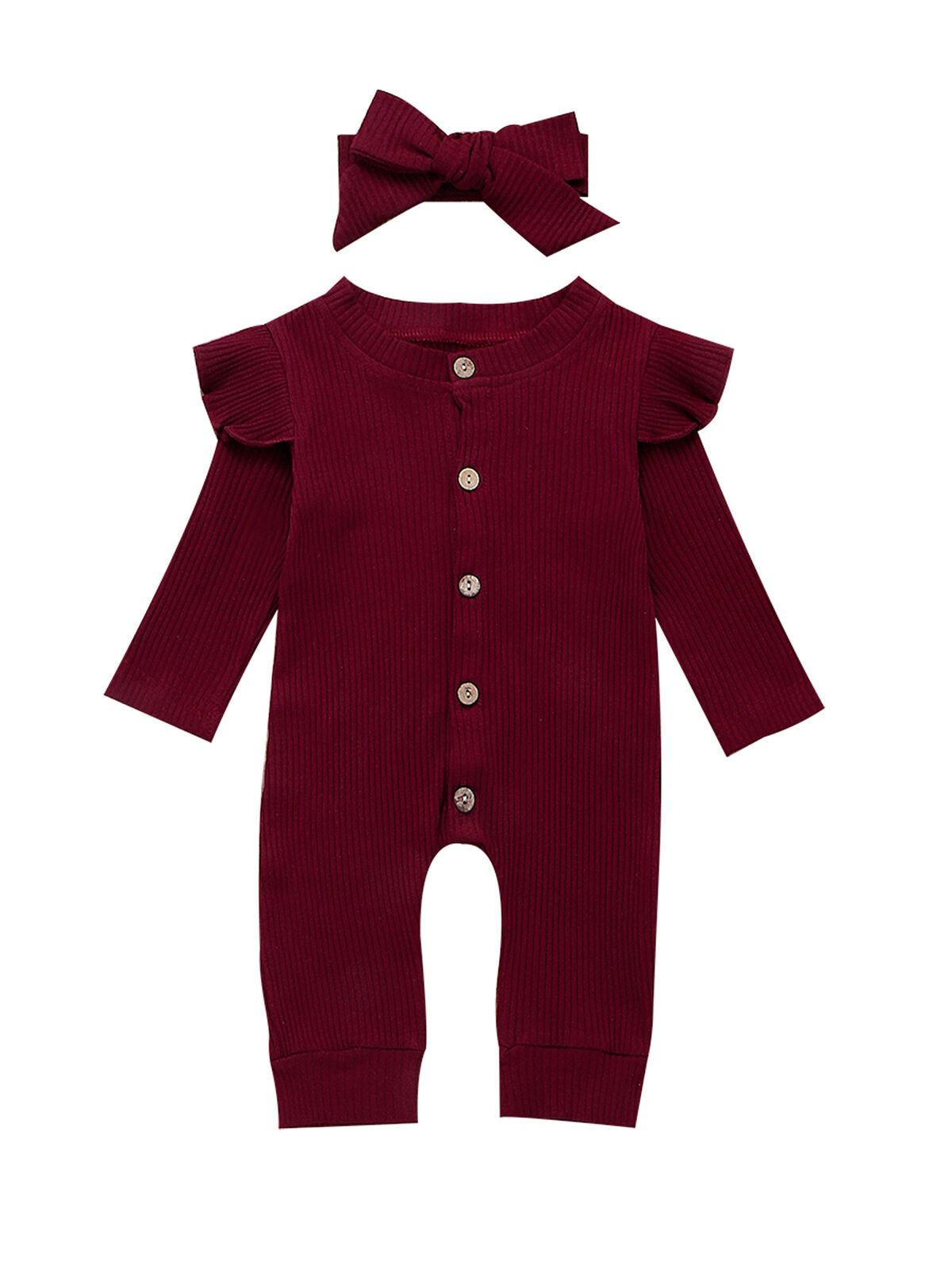 Newborn Infant Baby Girl Ruffle Long Sleeve Romper One Piece Jumpsuit