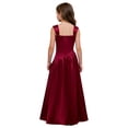 thumbnail image 2 of LiiYii Satin Junior Bridesmaid Dresses for Teen Girls Wide Shoulder Strap Slit Girl Formal Flower Dress Burgundy 10, 2 of 7