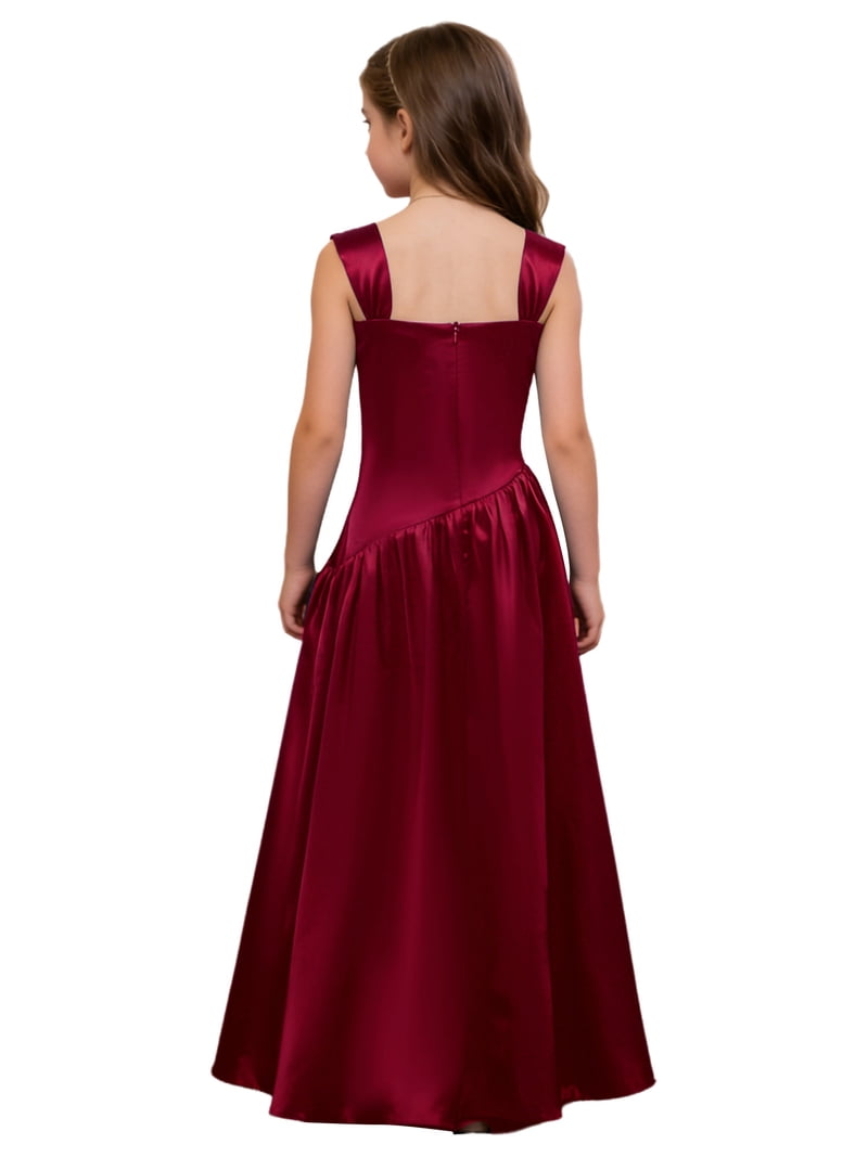 burgundy junior prom dresses Satin Dark Burgundy Junior Prom Dress GTEEN047
