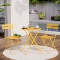 thumbnail image 2 of Decksplore 3-Piece Folding Metal Outdoor Bistro Set, Table and 2 Chairs, Yellow, 2 of 7