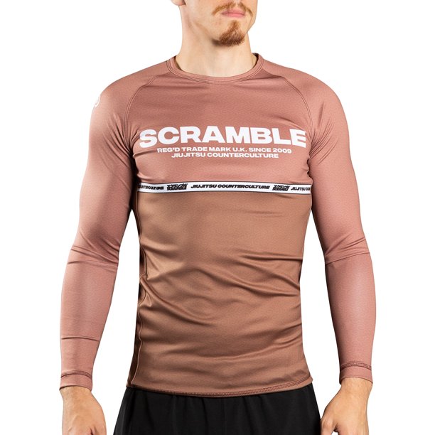 Scramble BJJ Ranked Long Sleeve Rashguard Brown