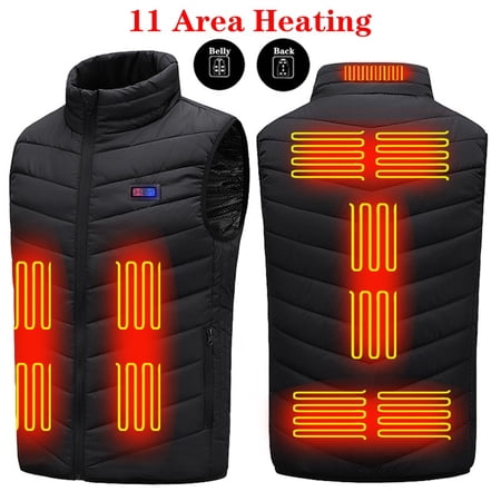 Sayhi Heated Vest, Unisex Heated Clothing for men women, Lightweight USB Electric Heated Jacket with , 11Heating Zones, Adjustable Size for Hiking Black