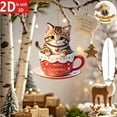 thumbnail image 3 of HaoXun Cat Christmas Ornament - Acrylic Lightweight Hanging Decor with Lanyard, Fade & Breakage-Resistant for Tree, Car Mirror, Gift for Cat Lovers, 3 of 4