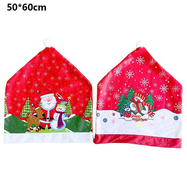 Funda para silla navideña, gorro de Papá Noel, muñeco de nieve, fundas rojas para sillas, decoración navideña para el hogar, decoración para la cena, 4 Uds.