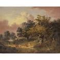 thumbnail image 2 of Robert Ladbrooke 24x20 Black Ornate Framed Double Matted Museum Art Print Titled: Wooded Landscape with Woman and Child Walking Down a Road, 2 of 5