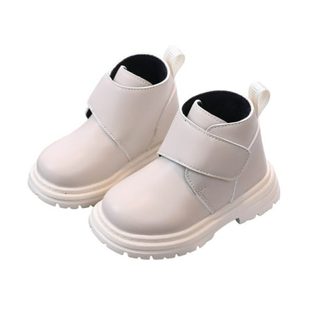 Gubotare Toddler Girls Boys Combat Ankle Boots Little Kid Waterproof Outdoor Chelsea Fall Booties Leather Comfort Shoes (Beige 9.5)