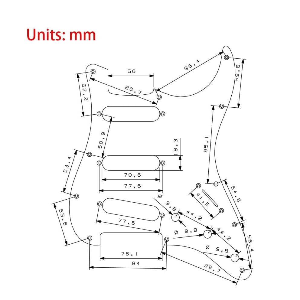 SSS 11 Hole Electric Guitar Pickguard Aluminum Anodized Modern Style for Fender Stratocaster US/Mexico Made Standard  Modern Style Guitar