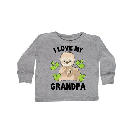 

Inktastic Cute Sloth I Love My Grandpa with Green Leaves Gift Toddler Boy or Toddler Girl Long Sleeve T-Shirt