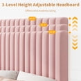 thumbnail image 3 of Twin Size Bed Frame, Adjustable Height Headboard, Velvet Upholstered Platform Bed Frame, No Box Spring Needed, Easy Assembly, Pink, 3 of 7