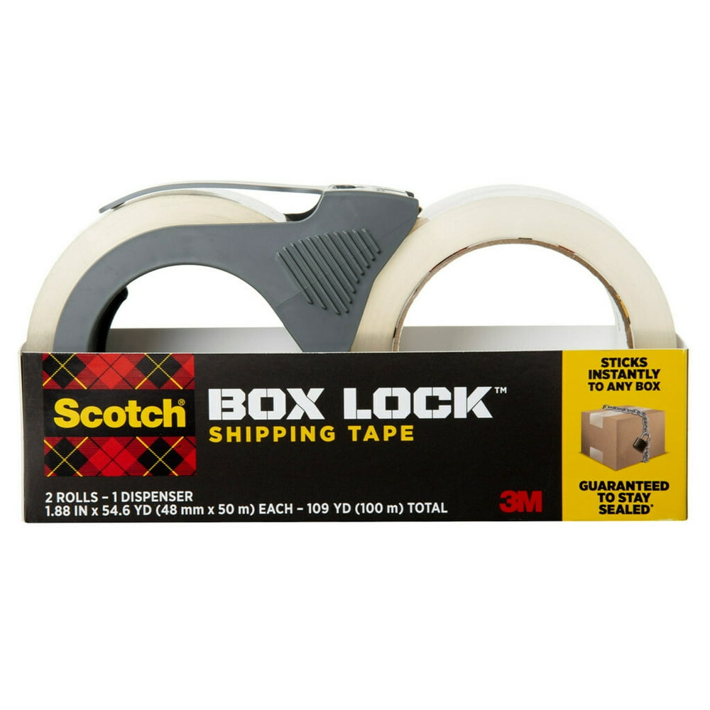 Scotch Box Lock Packaging Tape, 3' Core, Clear, 1.88 in x 54.6 yd, 2