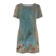 thumbnail image 4 of Qiopertar Robe d'Été Imprimée pour Femmes Fête de l'Indépendance Décontractée à Manches Courtes Col Rond Grandes Économies de Vacances! Moins de 5$ jusqu'à 90 % de Réduction, 4 of 5
