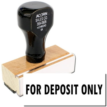 For Deposit Only Rubber Stamp, Wooden Handle Rubber Stamp, Laser Engraved Dies, Impression Size 1/2" x 1-1/2”, Uses a Separate Stamp Pad