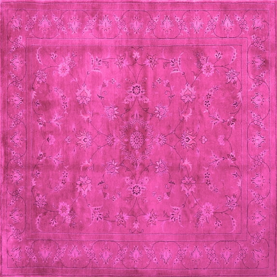 Ahgly Company Indoor Square Abstract Pink Contemporary Area Rugs, 5' Square