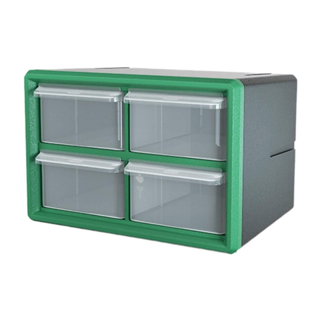 Caja de almacenamiento de piezas con 4 cajones, práctica caja de herramientas, organizador de piezas para tornillos, componentes electrónicos, sala de Verde