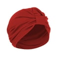 thumbnail image 5 of Yuelianxi Women Muslim Turban Hat Cancer Chemo Cap Hair Bonnet Head Scarf Wrap Cover Watermelon Red, 5 of 9
