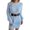 Blue, variant on HNMKIU Womens Fashion Casual Long Sleeve Solid Knit Turtleneck Long Puff Sleeve Ribbed Short Sweater Dress for Women Pink,L