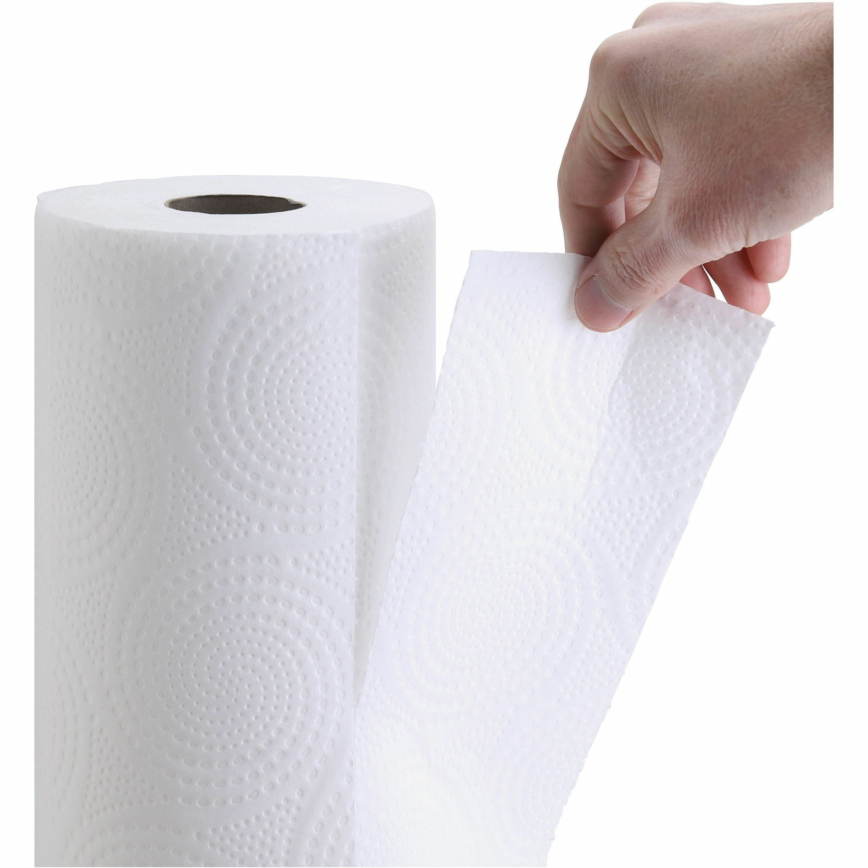 Genuine Joe 2-Ply Household Roll Paper Towels - 4.40 x 11 Inches - 200 Sheets Per Roll - White - Perforated for Kitchen, Multipurpose - 24 Rolls Per Carton