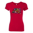 thumbnail image 2 of Colorful Rainbow Cat Animal Lover Womens Slim Fit Junior Tee, Red, Small, 2 of 3