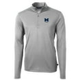 thumbnail image 2 of Men's Cutter & Buck  Gray Michigan Wolverines Alumni Logo Virtue Eco Pique Recycled Quarter-Zip Pullover Top, 2 of 3