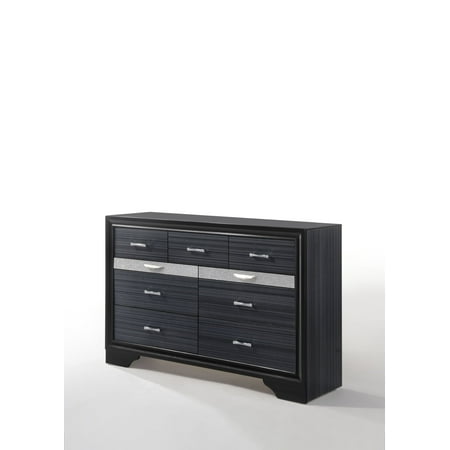 Acme Naima 9 Storage Drawers Dresser In Black Rubberwood Walmart Com