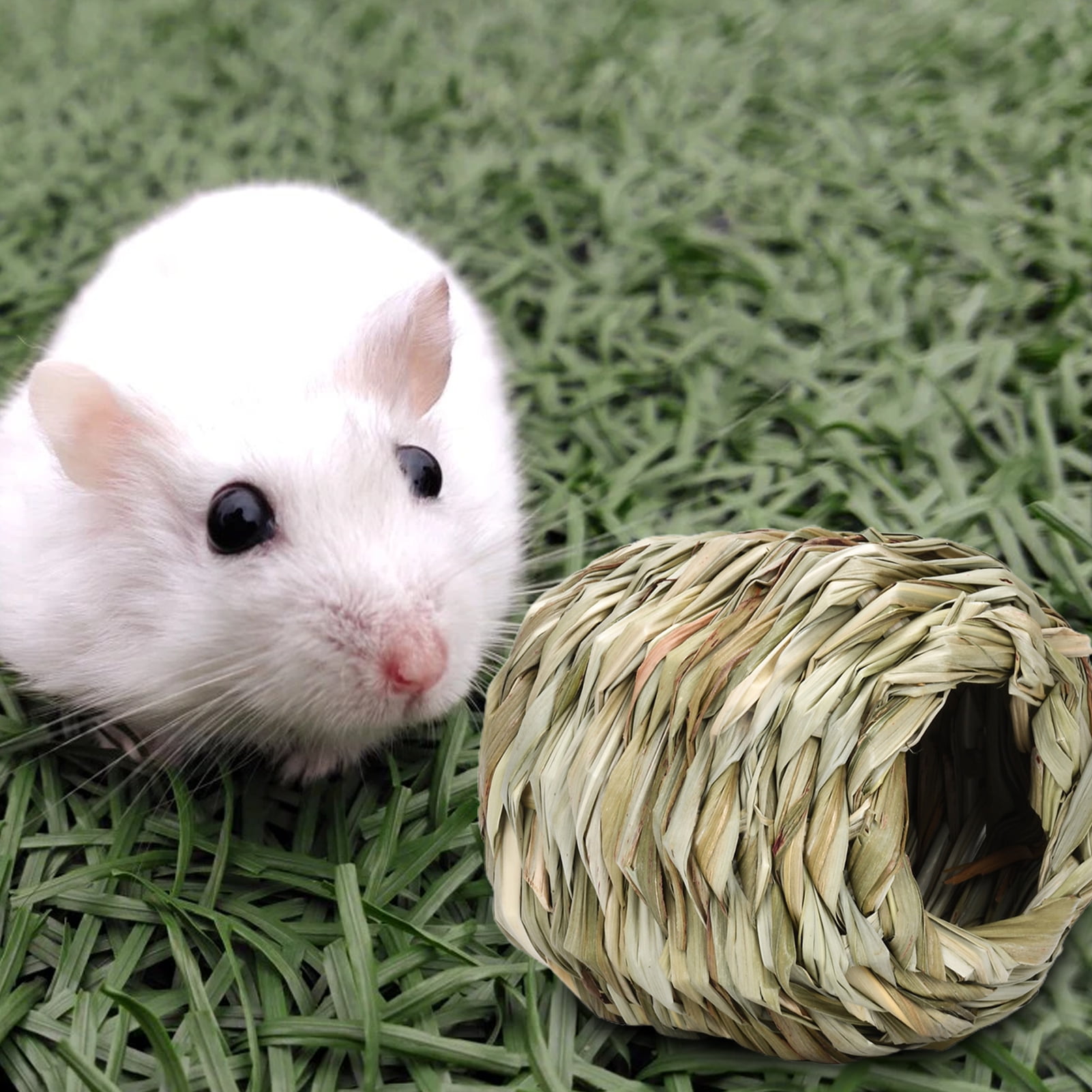 DOPI Hamster Nest Tunnel Shape Grinding Teeth Grass Woven Small Animal Bunny Hut Toy Pet Supplies