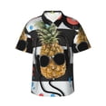 thumbnail image 1 of Balery Pineapple With Black Glasses Camisas hawaianas de manga corta para hombre, camisas playeras de corte holgado, camisas de vacaciones con botones,Small, 1 of 7