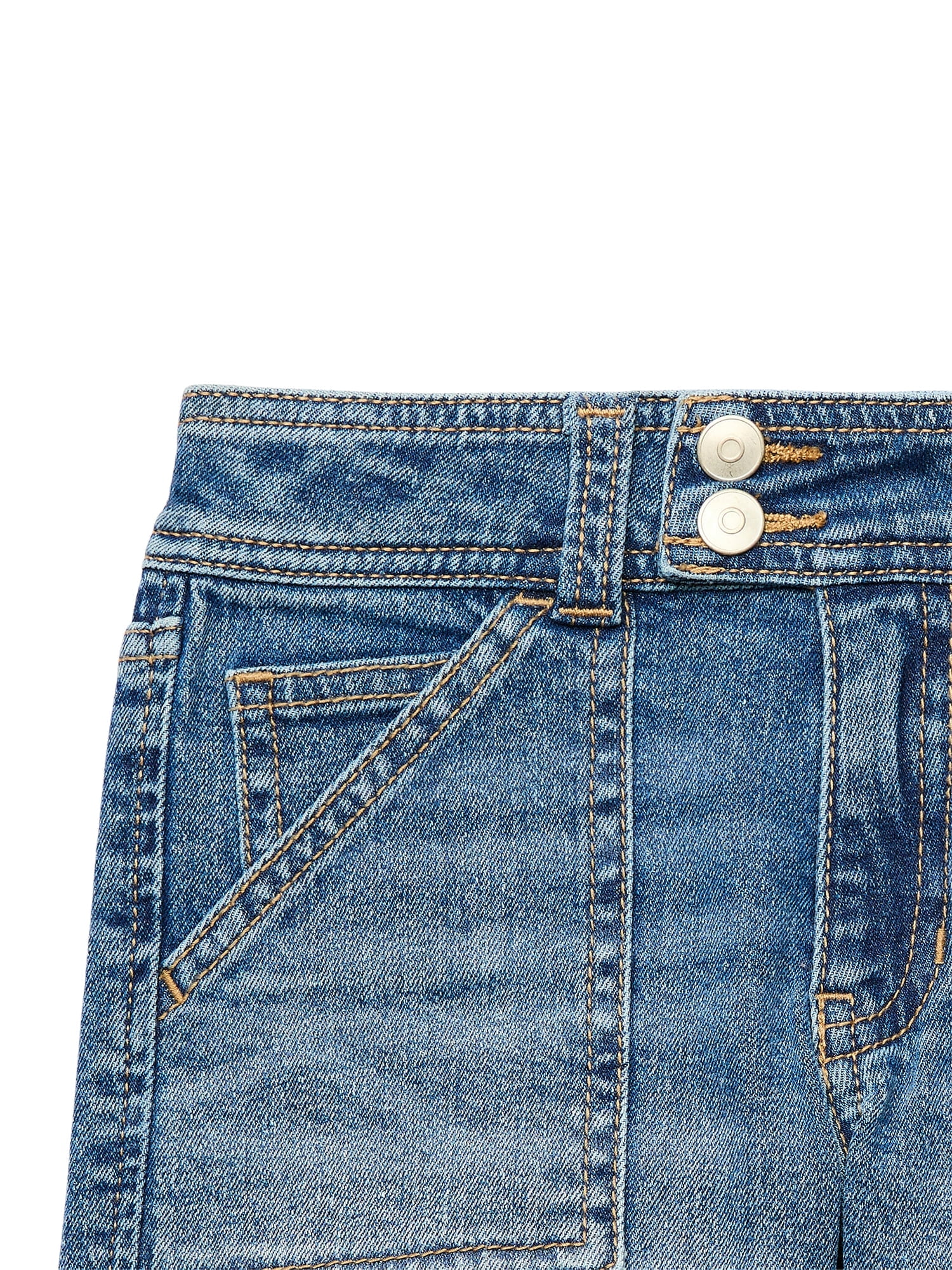 【WONDER WONDER】Zipper Damage Washing Denim Pants Mini Sk Wonder Nation Girls Denim Utility Shorts, 4.5” Inseam, Sizes