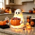 thumbnail image 5 of Halloween Candy Bowl Ghost Figurine, 6" Cute Resin Boo Ghost Statue with Warm LED Lighting, Halloween Decorations Indoor, Home Party Fall Decor for Porch Mantel Tabletop, Party Supply, 5 of 7