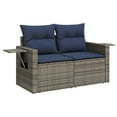 thumbnail image 2 of vidaXL 10 Piece Patio Sofa Set with Cushions Gray Poly Rattan, 2 of 9