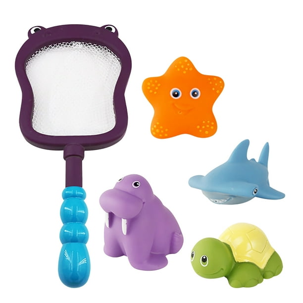 Dvkptbk Bath Toy, Fishing Floating Animals Squirts Toy, Fish Net Game In  Bathtub4PC 