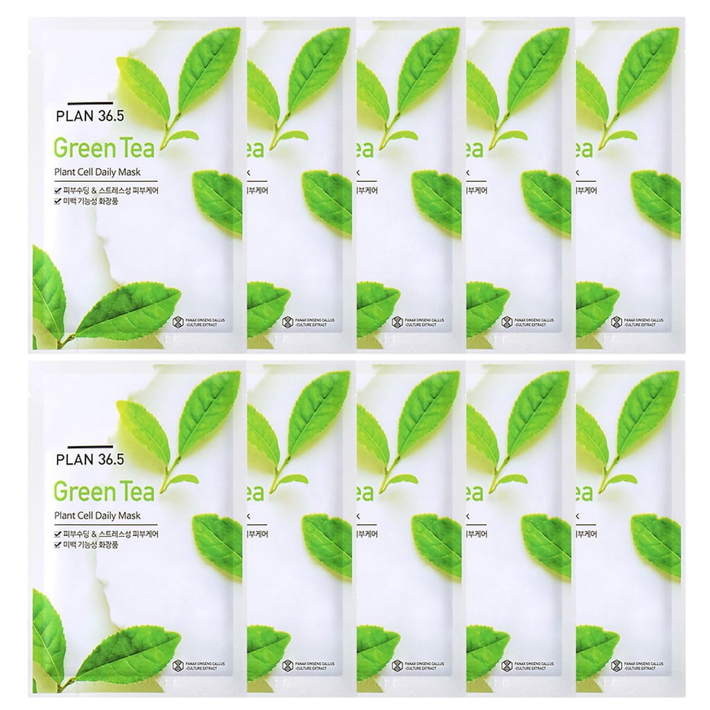 PLAN36.5 Plant Cell KOREAN Daily Mask sheets [GREEN TEA] 10 PCS + FREE SAMPLES * BEAUTY TALK LA *