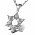 thumbnail image 5 of Hip Hop Ice Crystal Zirconia Star of David Hexagram 14K Yellow Gold Pendant Necklace for Men Trendy Amulet Israeli Jewish Jewelry Gift D226, 5 of 7