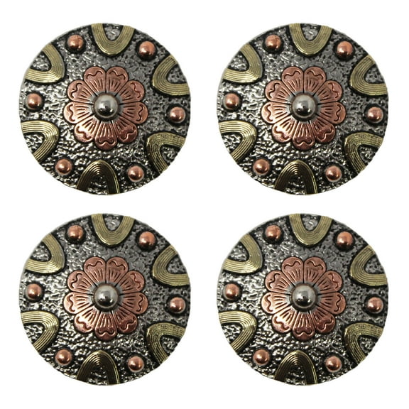 Set of 4 Conchos Western Saddle Tack Copper Flower Co543