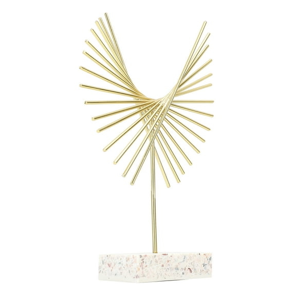 Abstract Line Metal Decoration, Eagle Shape Fine Crafted Hand Painted Multipurpose Abstract Line Metal Desktop Statue Marble Base for Living Room for Desk