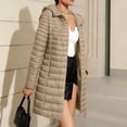 thumbnail image 5 of BXJX Womens Mid-Length Puffer Jackets, Long Sleeve Warm Full Zip Side Pockets Winter Outerwear with Hood Khaki Size XL, 5 of 8