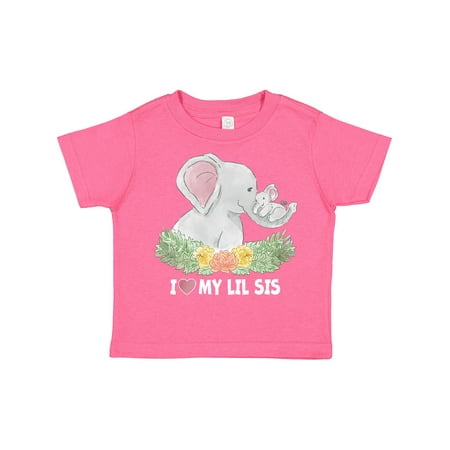 

Inktastic I Love My Lil Sis Elephants with Flowers Gift Toddler Boy or Toddler Girl T-Shirt