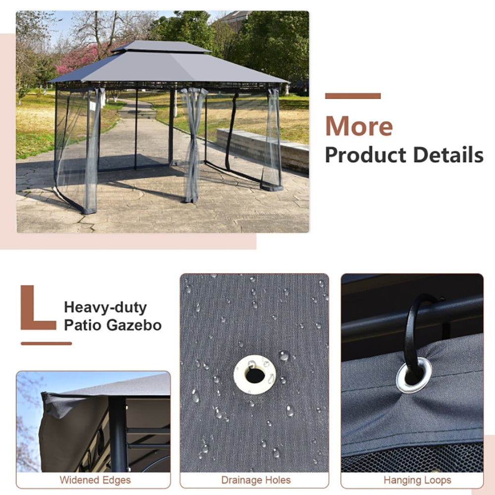 Aimee Lii 10 x 13 Feet Tent Canopy Shelter with Removable Netting Sidewall, Backyard Canopy Gazebo for Party Wedding BBQ Events, Gray