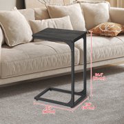 LEDREM 2-Pack C-Shaped End Tables - Slim Sofa Side Tables, 24.4 Height, Steel Frame, Ebonized Oak and Black
