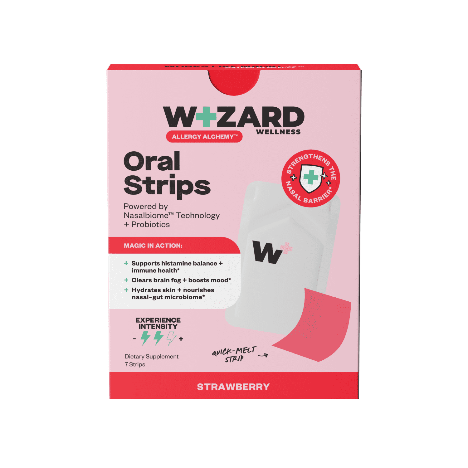 (2 pack) Wizard Wellness Multi-Benefit Allergy Oral Strips, Drug-Free with Probiotics + Quercetin, Strawberry, 7 Count