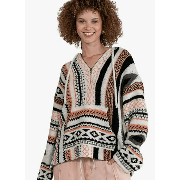 POL Womens Pullover Sweater Multicolor Orange