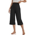 thumbnail image 3 of Women's Capri Yoga Pants Wide Leg Yoga Pants High Waisted Side Slit Joggers Casual Loose Lounge Sweatpants with Pockets, 3 of 7