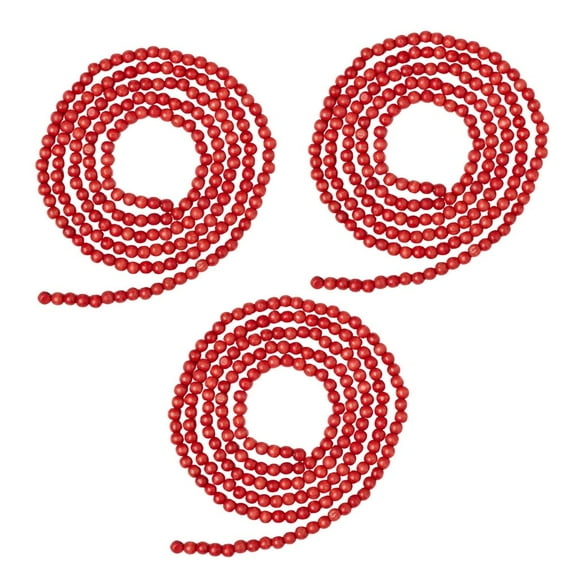 3pc Red Wooden-Beaded Garlands - for Holiday and Everyday Decor - Factory Direct Craft