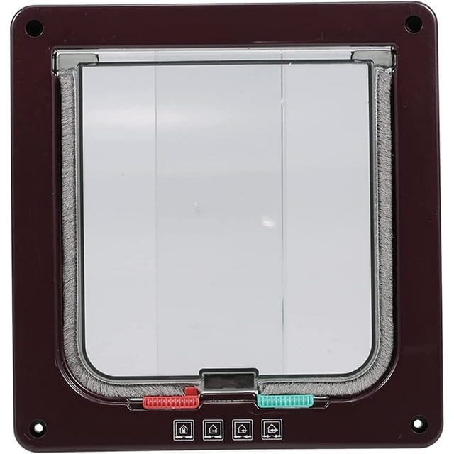 Cat Door Pet Entry Safe Ferromagnetic Pet Flap Door 4 Ways Locking Automatically Close for Kitty Small Dogs