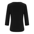 thumbnail image 6 of WTXUE T-Shirts 3/4 Sleeve, Crew Neck Shirts for Women's Casual V-Neck Loose T Shirt Cotton Solid Casual Tops for Women Black S, 6 of 6
