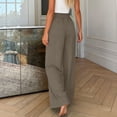 thumbnail image 6 of Lenago Womens Sweatpants Wide Leg Pocket Pants Solid Color Elastic Waist Loose Pleated Long Pants, 6 of 7