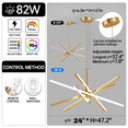 thumbnail image 3 of Modern Sputnik Chandelier 24 inch, Gold LED Dimmable Ceiling Light with Remote for Kitchen Island, Dining Room, 3 of 6