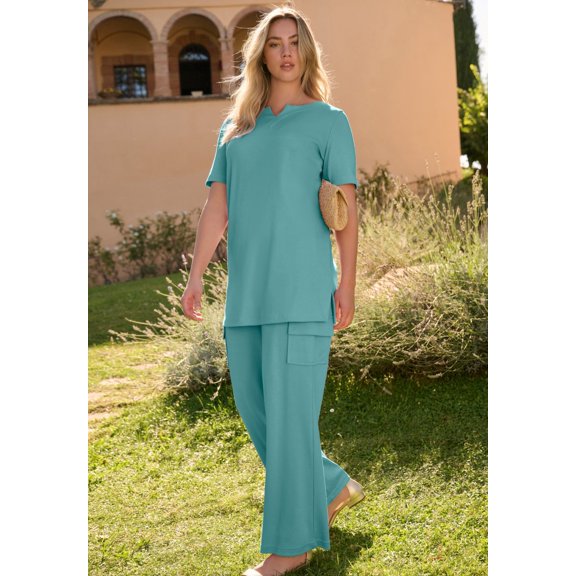 Roaman's Women's Plus Size Soft Knit Tunic With Notch Neckline